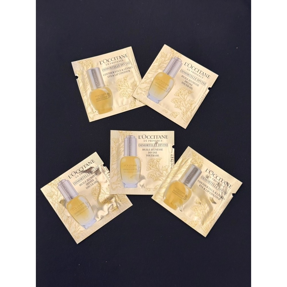 L'Occitane Immortelle Divine Youth Oil & Eye Lip Contour Sample Lot 5pc